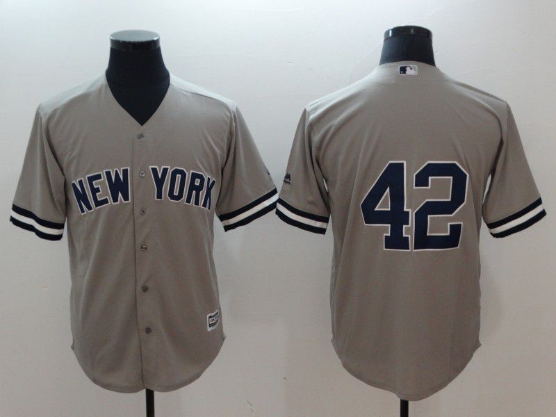 Men New York Yankees #42 Rivera Grey Game MLB Jerseys